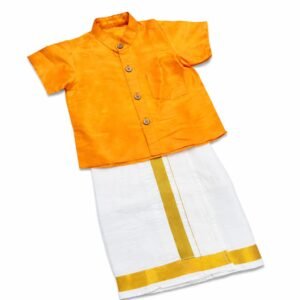 veshti & shirt yellow and white