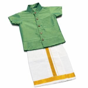 veshti & shirt Green and white