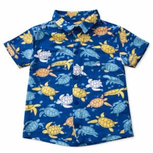 Turtle Print Short Sleeve Shirt for Kids