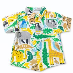 Multi-animal print cotton shirt