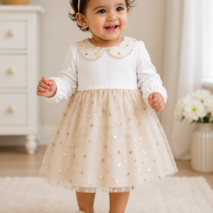 Babzo Girls Party Wear Mesh Dress