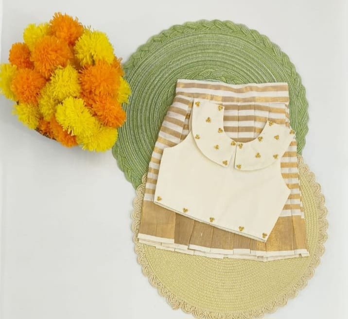 Babzo Onam Special Girls Ethnic Wear Set 🌼