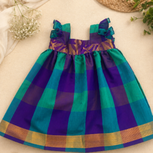 BABZO – Purple & Teal Checked Traditional Frock