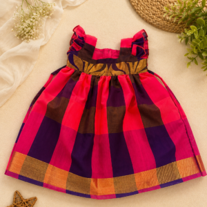 BABZO – Pink & Multicolour Checked Frock