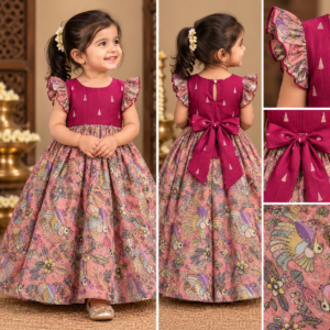 Babzo Floral Printed Party Wear Gown for Girls